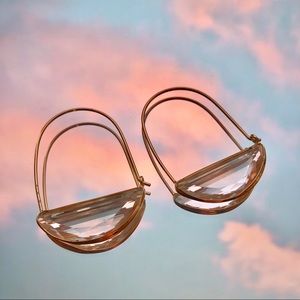 Anthropologie half moon crystal gold earrings